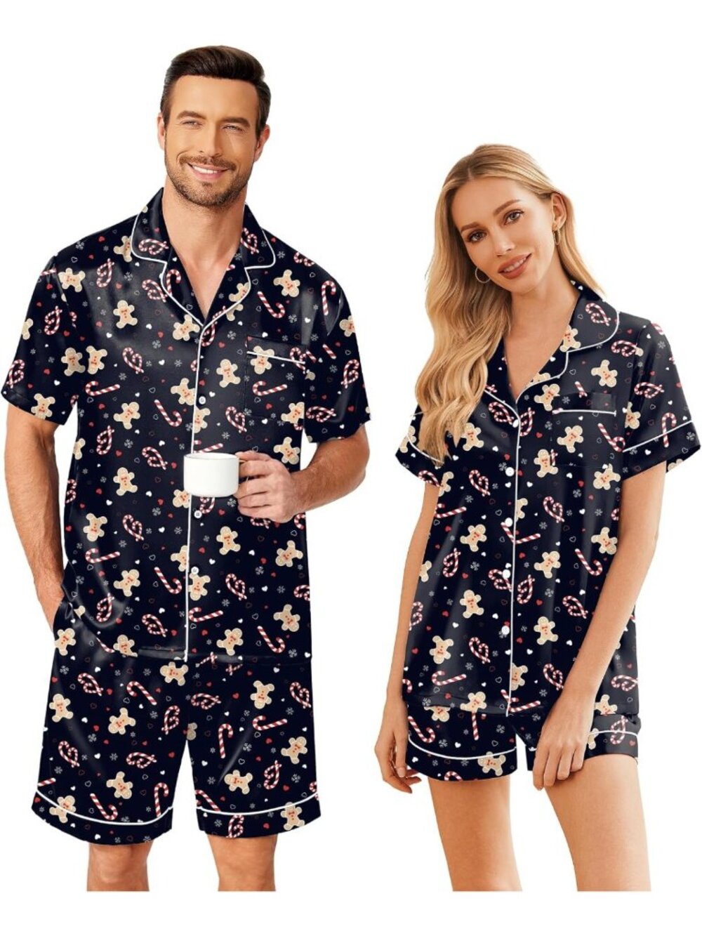 Silk Short Sleeve Matching Pajama Sets for Couples | Cozy Sleepwear & Loungewear